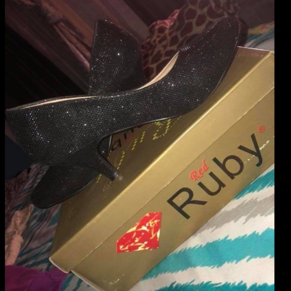 Black Glitter Heels